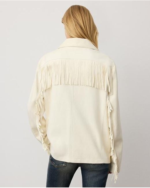 Ralph Lauren Natural Perce Fringe-Trim Lamb-Suede Jacket