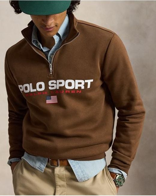 Polo Ralph Lauren Brown Polo Sport Fleece Quarter-Zip Sweatshirt for men