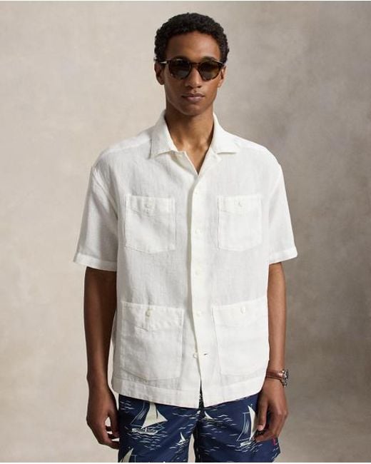 Polo Ralph Lauren Gray Classic Fit Linen-Cotton Shirt for men