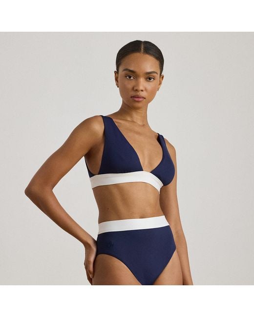 Ralph Lauren Blue Ralph Lauren Two-tone High-waisted Bikini Bottom