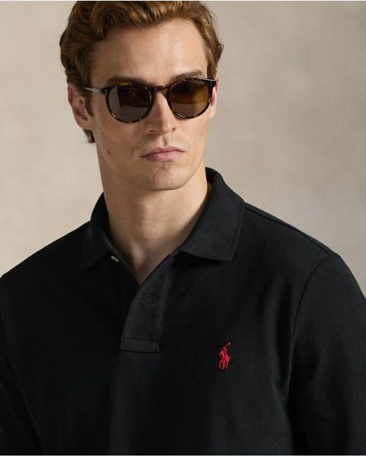 Polo Ralph Lauren Black Custom Slim Fit Mesh Polo Shirt for men