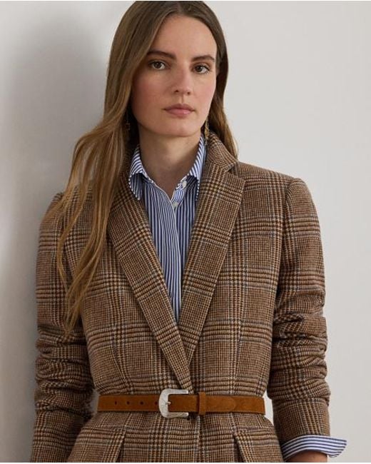 Ralph Lauren Brown Glencheck-Twillblazer Aus Wollmischung
