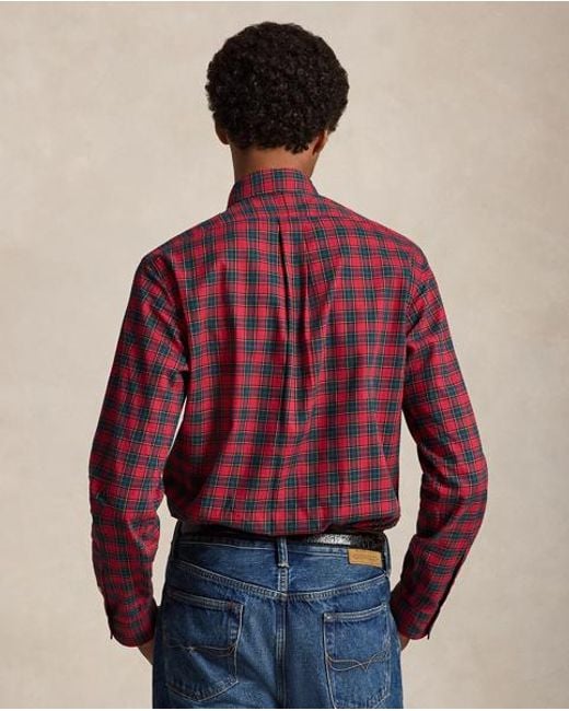 Polo Ralph Lauren Red Custom Fit Plaid Twill Shirt for men