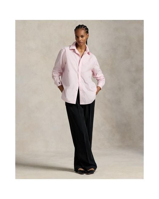 Ralph Lauren Pink End-On-End Oversize Fit Cotton Shirt