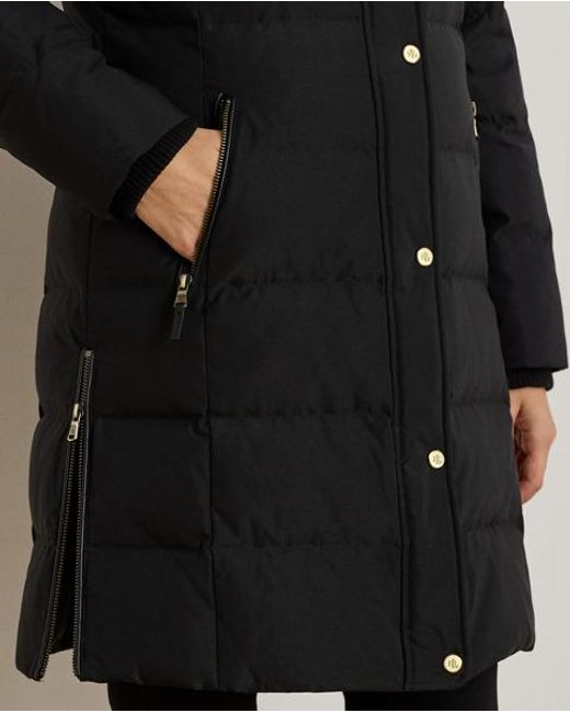 Ralph Lauren Black Faux-fur-trim Hooded Down Coat