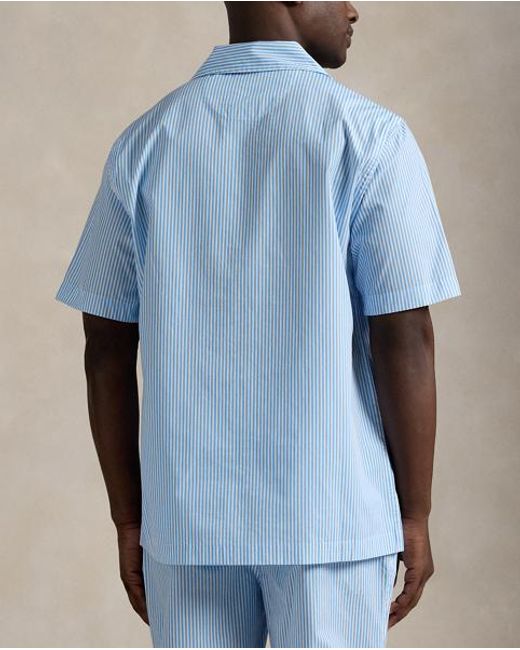 Polo Ralph Lauren Blue Striped Poplin Pyjama Shirt for men