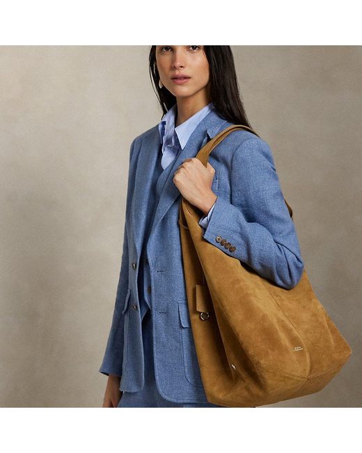 Polo Ralph Lauren Blue Polo Play Suede Large Tote