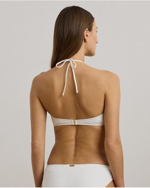 Ralph Lauren Brown Gesmoktes Bandeau-Bikinitop
