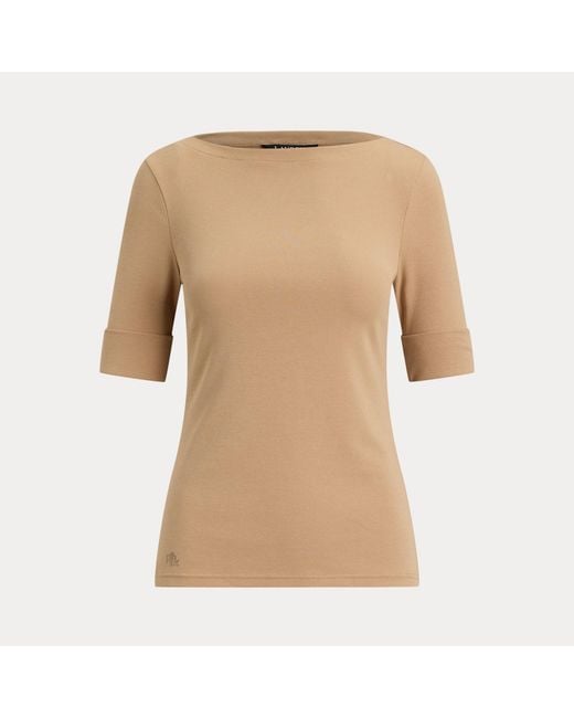 Ralph Lauren Natural Stretch Cotton Boatneck T-Shirt