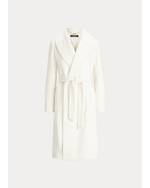 Ralph Lauren White Wool-blend Wrap Coat