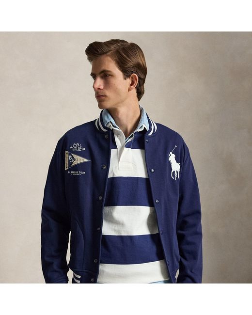 Polo Ralph Lauren Blue Big Pony Fleece Baseball Jacket for men