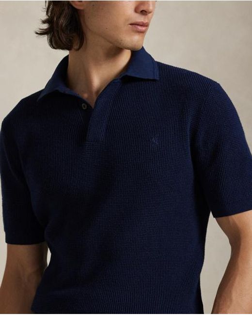 Jersey Polo De Algodón En Punto Waffle Ralph Lauren de hombre de color Blue