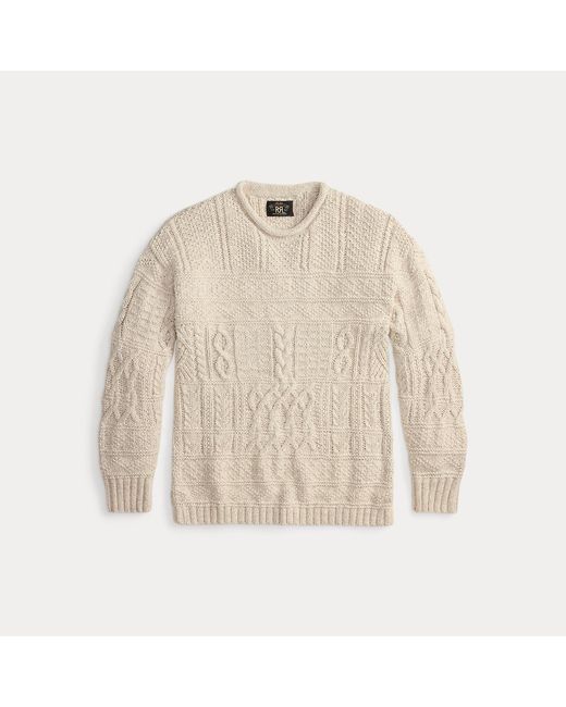 RRL Natural Cable-Knit Roll Neck Jumper for men