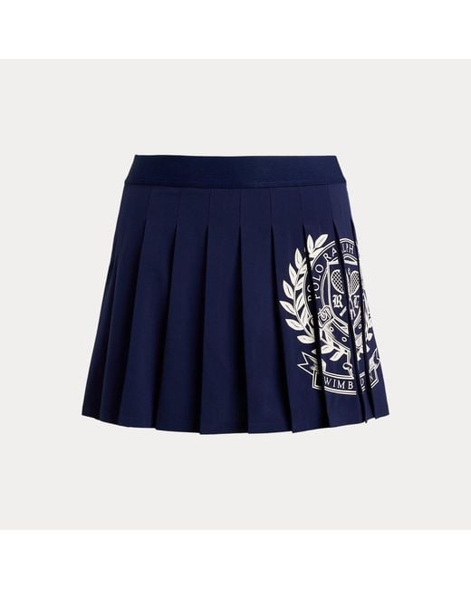Polo Ralph Lauren Blue Wimbledon Logo Performance Pleated Skort
