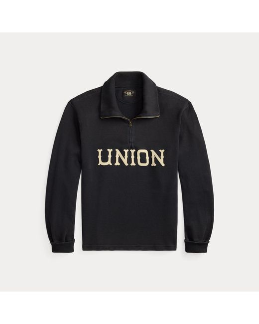 RRL Black Appliquéd Jersey Pullover for men