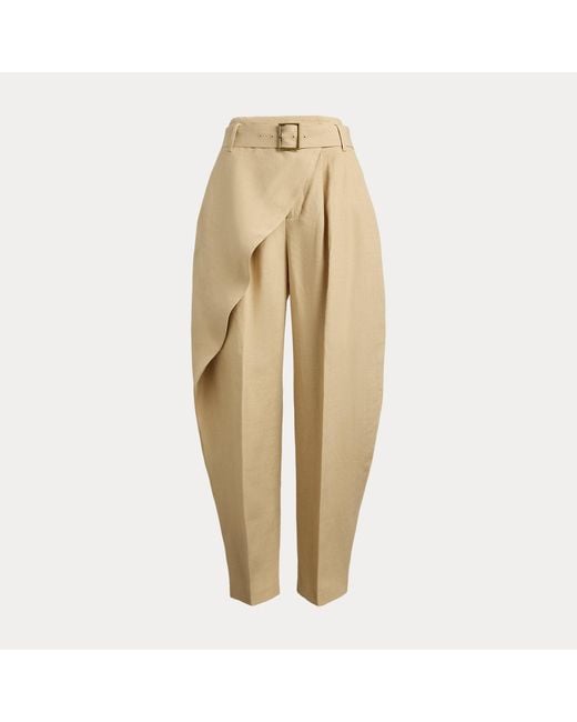 Polo Ralph Lauren Natural Linen Tapered Wrap Trousers