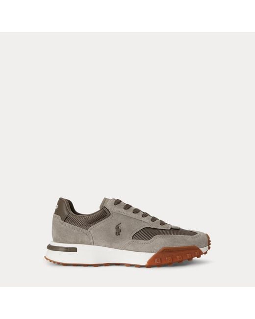 Polo Ralph Lauren Brown Eldridge Suede-Panelled Trainer for men