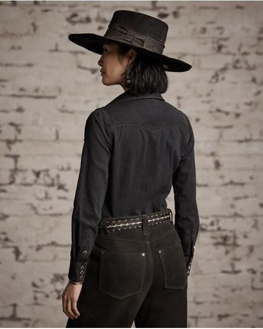 RRL Black Besticktes Westernhemd Aus Denim