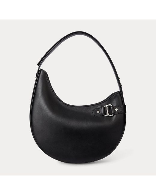 Ralph Lauren Black Leather Large Tasha Shoulder Bag