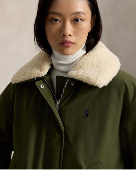 Polo Ralph Lauren Green High-Pile-Collar Down Puffer Jacket