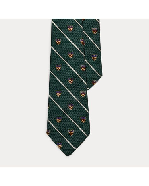 Ralph Lauren Green Vintage-Inspired Silk Repp Club Tie for men