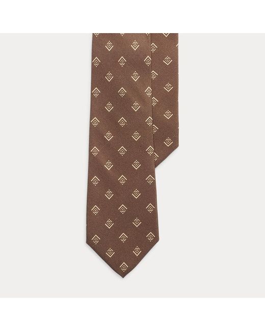Ralph Lauren Purple Label Brown Geometric-print Silk Shantung Tie for men