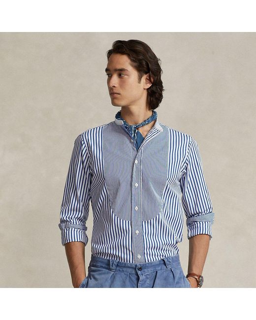 Camicia in popeline a righe Classic-Fit di Polo Ralph Lauren in Blue da Uomo
