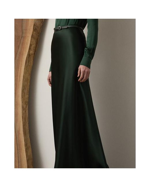 Ralph Lauren Black Masina Stretch Satin Skirt