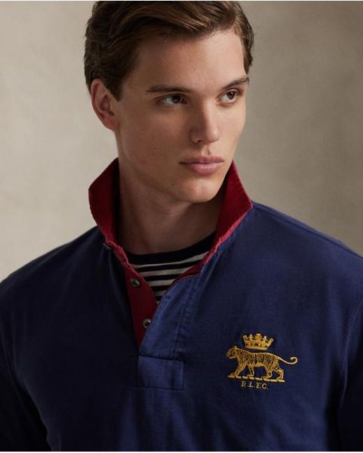 Polo Ralph Lauren Blue Classic Fit Jersey Rugby Shirt for men