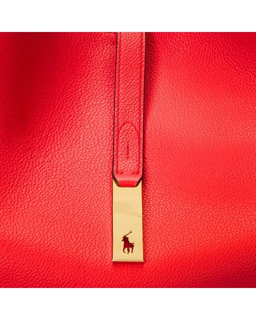 Polo Ralph Lauren Red Polo Id Large Leather Shoulder Bag