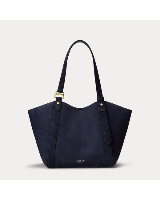 Ralph Lauren Blue Sheep-Suede Small Tasha Tote Bag