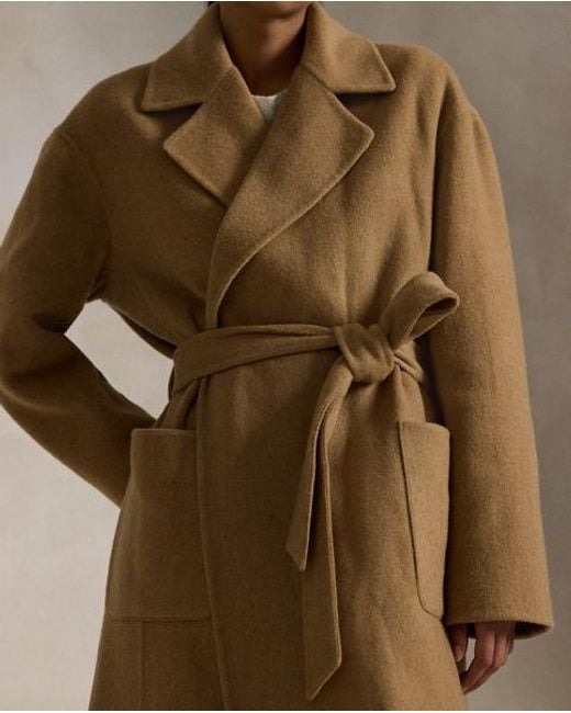 Polo Ralph Lauren Natural Double-Faced Wool Wrap Coat