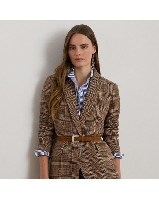 Ralph Lauren Brown Glen Plaid Wool-Blend Twill Blazer