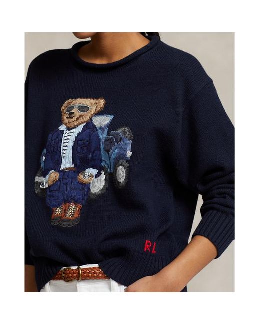 Polo Ralph Lauren Blue Baumwollpullover mit Polo Bear