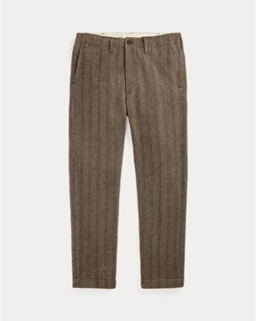 RRL Wol-Katoenen Officer Broek Met Visgraat in het Brown voor heren