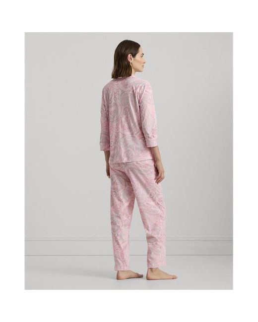 Lauren by Ralph Lauren Pink Paisley Cotton-blend Jersey Sleep Set