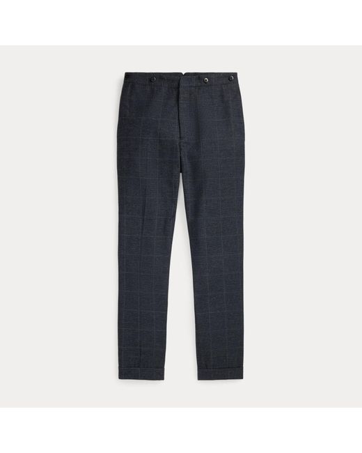 RRL Blue Slim Fit Checked Suit Trouser for men