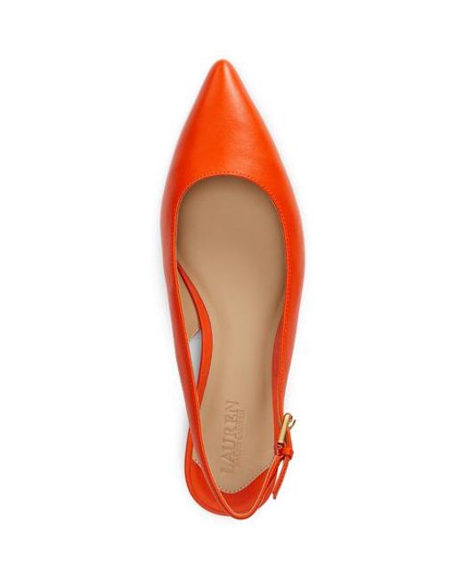 Ralph Lauren Red Londyn Nappa Leather Slingback Flat