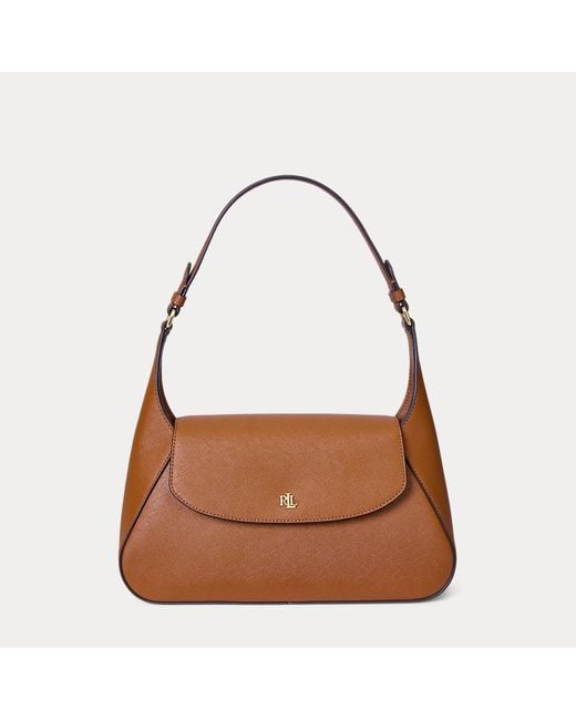 Ralph Lauren Brown Crosshatch Medium Schylar Shoulder Bag