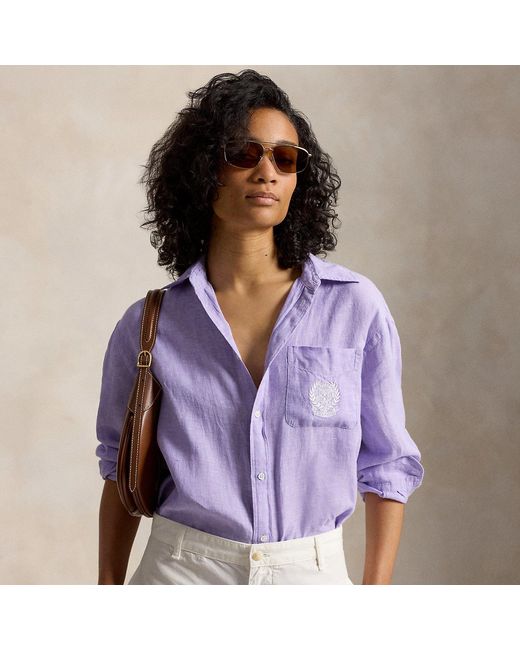 Polo Ralph Lauren Purple Wimbledon Oversize Fit Linen Shirt