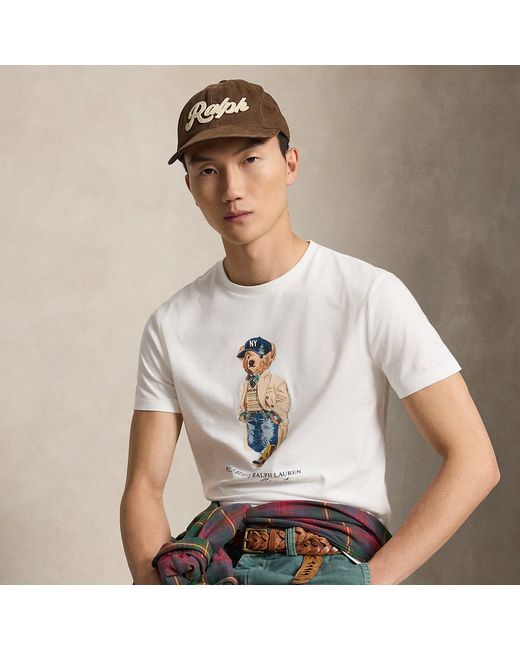 Polo Ralph Lauren White Custom Slim Fit Polo Bear T-Shirt for men