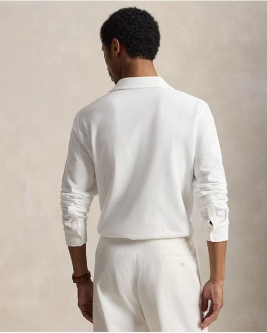 Polo Ralph Lauren White Classic Fit Embroidered Mesh Polo Shirt for men