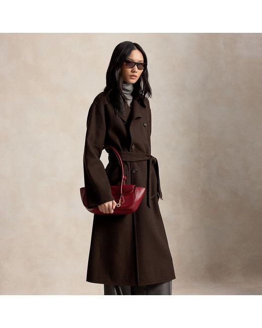 Polo Ralph Lauren Brown Double-Breasted Cashmere Trench Coat