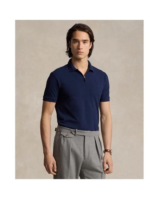Polo Ralph Lauren Custom Slim Fit Stretch Mesh Polo-shirt in het Blue voor heren