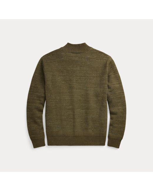 RRL Green Cotton-Wool Full-Zip Jumper for men