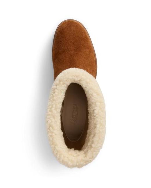 Ralph Lauren Brown Schnürstiefelette Allyson Mit Lammfell