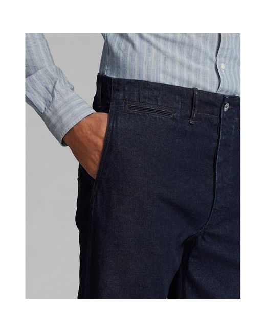 RRL Blue Indigo Rinsed Denim Field Trouser for men