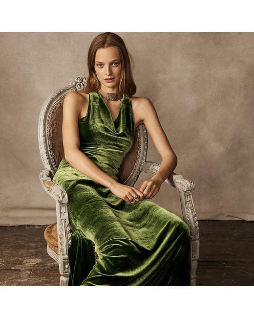 Ralph Lauren Collection Green Perla Velvet Dress