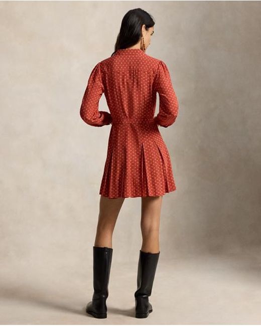 Polo Ralph Lauren Red Silk Mini Shirtdress