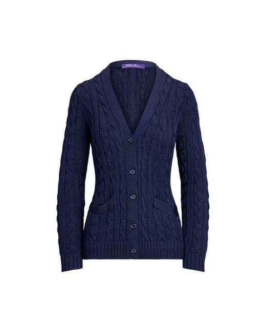 Ralph Lauren Blue Ralph Lauren Cable-Knit Silk Cardigan Sweater